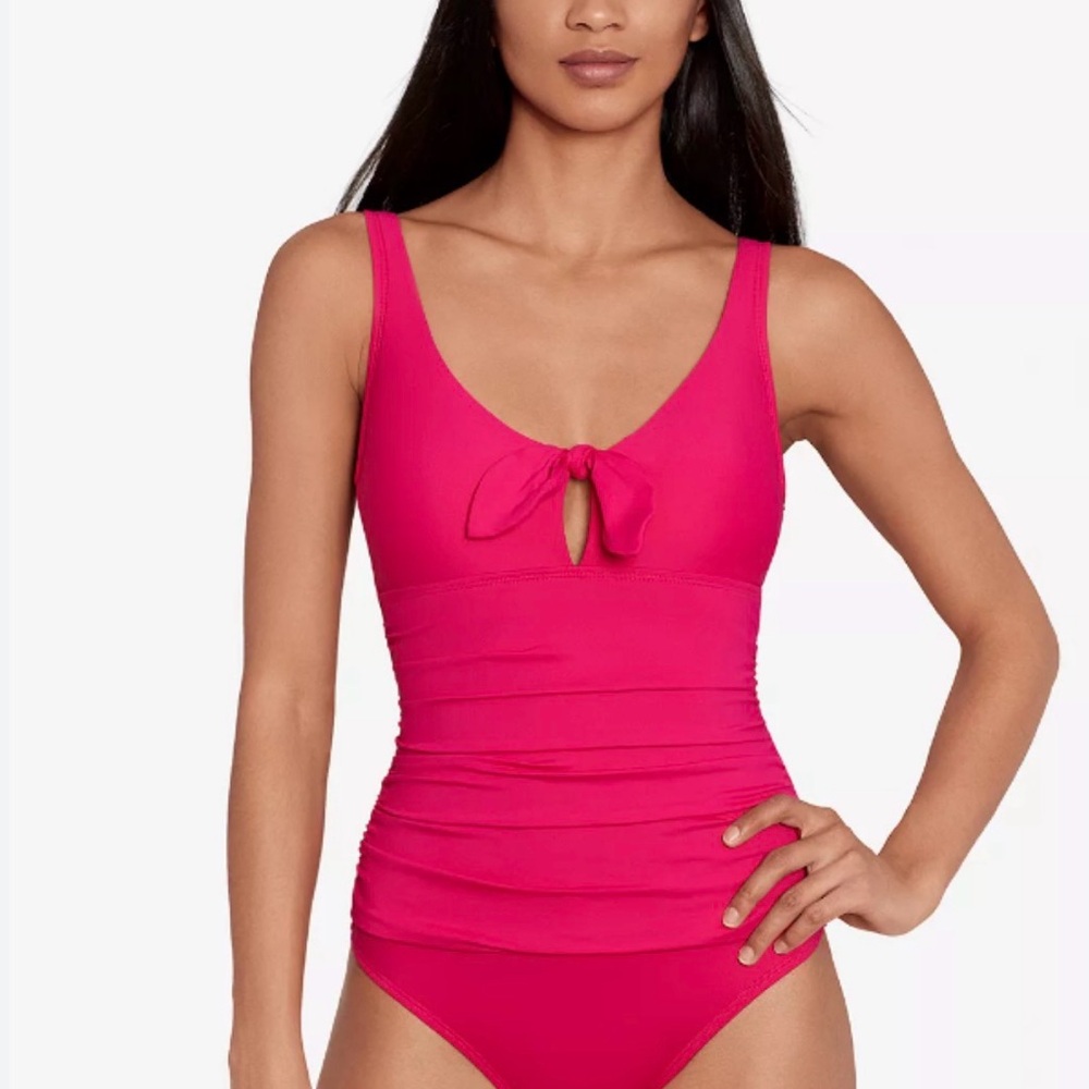 Ralph Lauren Hot Pink Tie-Front One-Piece Swimsuit